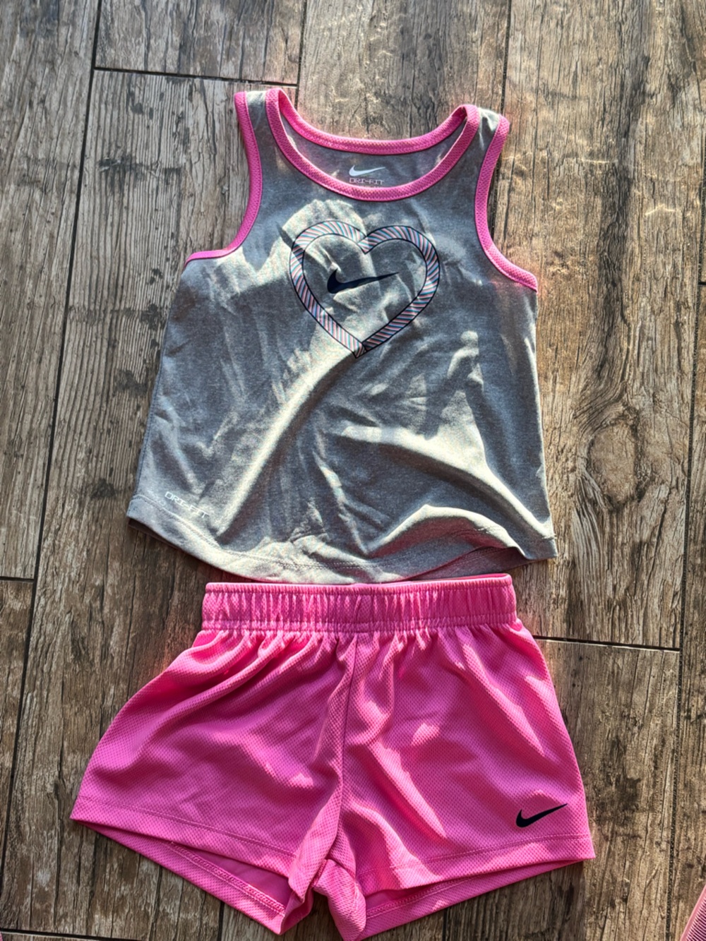 Nike Pink and Gray Athletic Tank Top and Skort Set